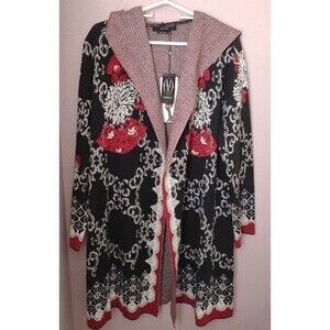 Vertigo Tapestry Duster Open Cardigan Oriental Fan Design